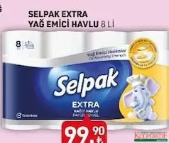 SELPAK EXTRA YAĞ EMİCİ KAĞIT HAVLU 8'Lİ fiyat ve kampanya bilgisi